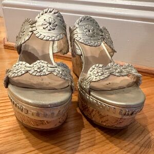 Like new Jack Rogers platinum wedges
